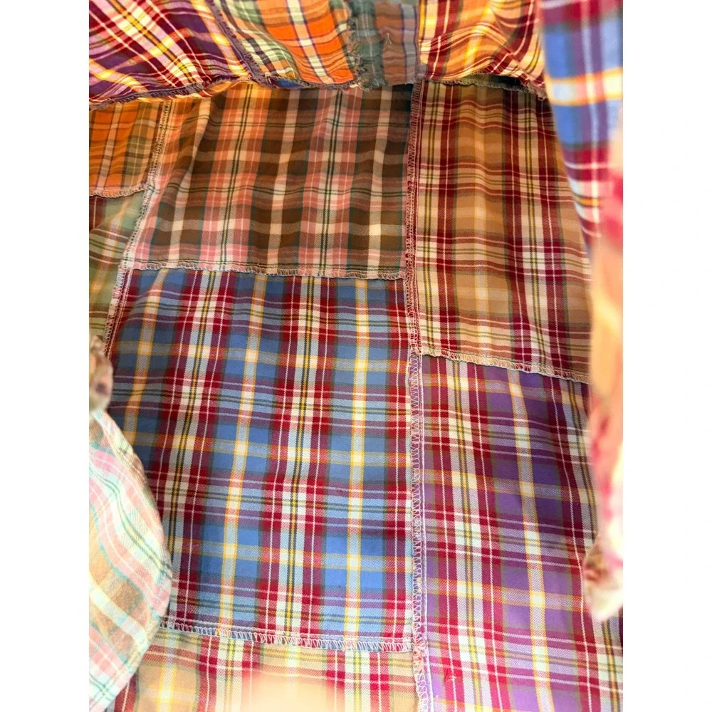 Polo Ralph Lauren Patchwork Madras Plaid Shirt Men XL Long Sleeve Multicolor